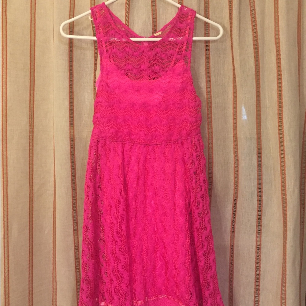 Free People Magenta Crochet Dress